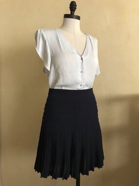 J. Crew Pleated Navy Skirt